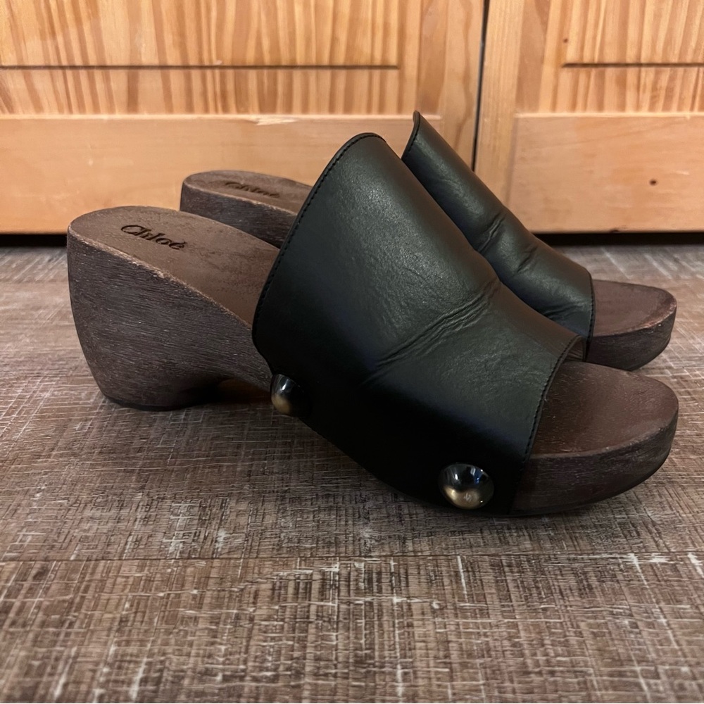 Chloe Black Leather Mules - Picture 3 of 12